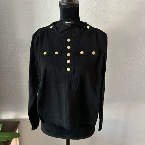 Karen Millen military button crewneck sweater Black new S - Picture 4 of 5